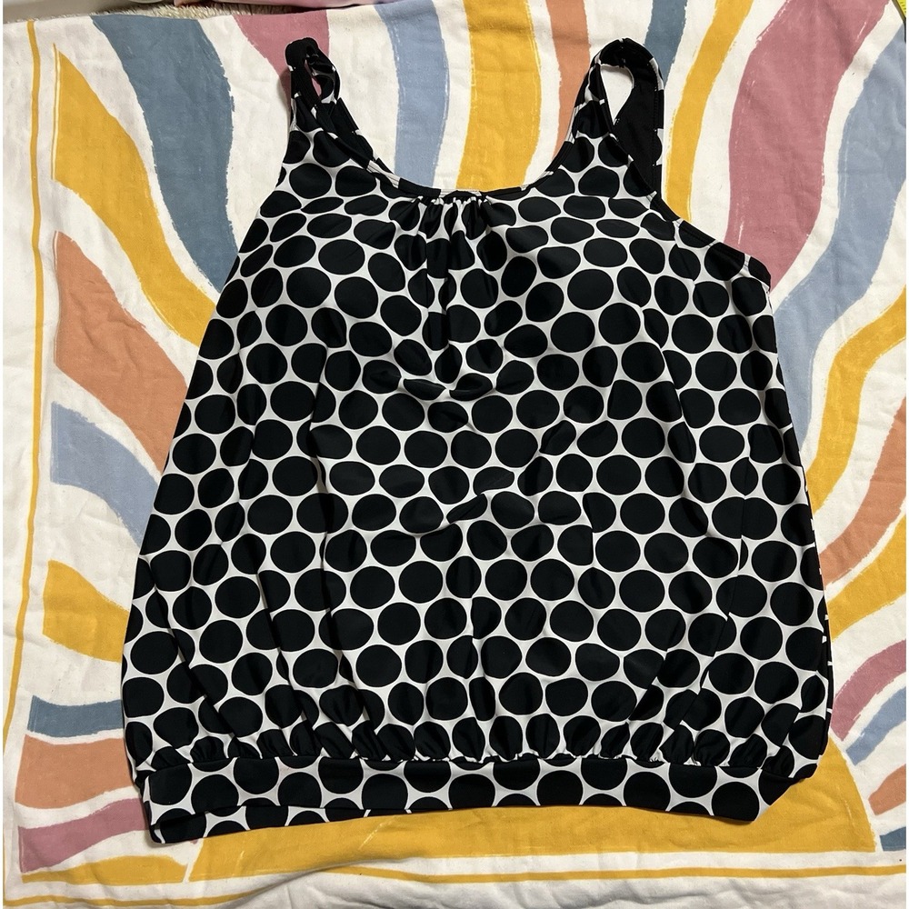Women's XXXL Tankini Swim Top black Polka Dot Swimwear NWOT Plus Size